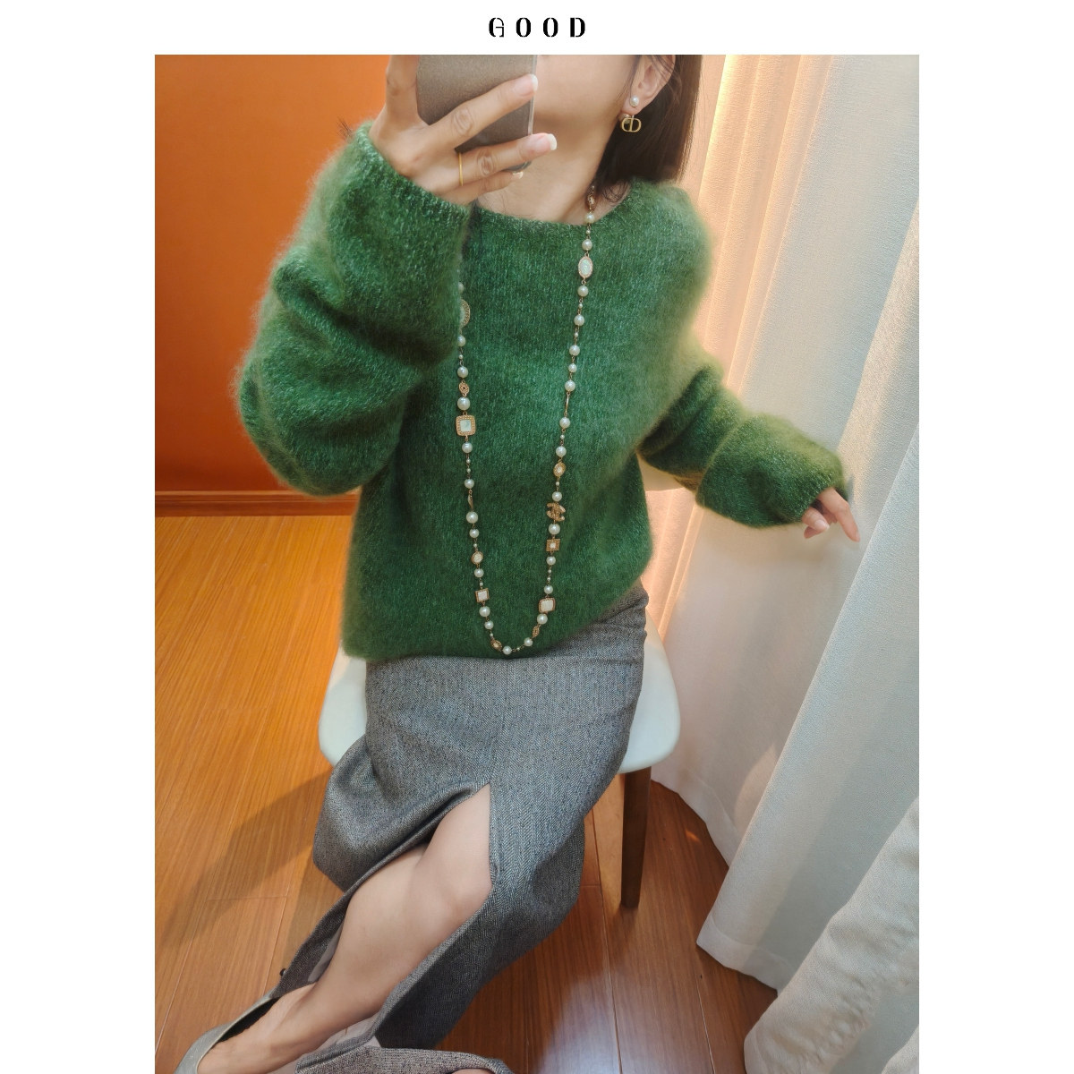 春秋铅笔裙前开叉西装裙 知性包臀羊毛呢中长半身裙时髦精穿搭