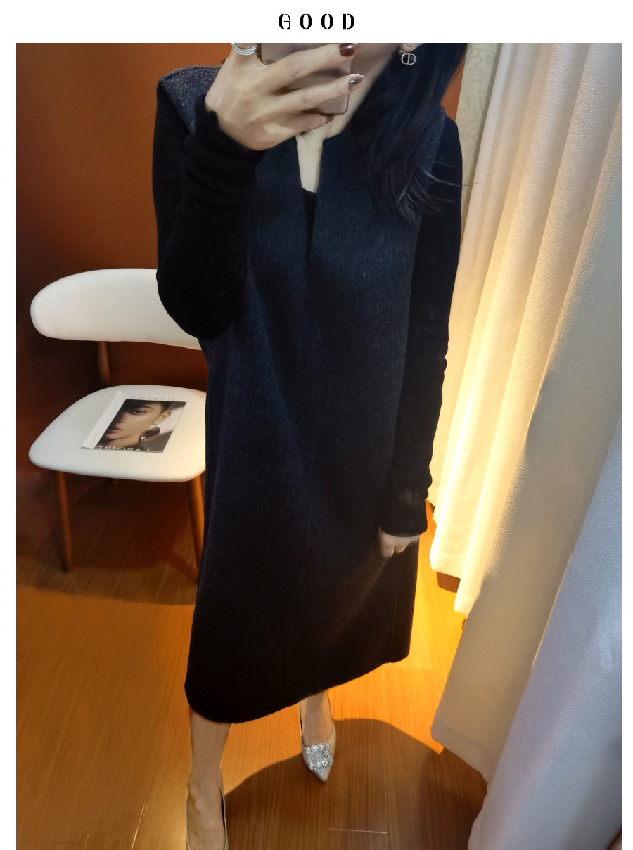 极简大牌背心连衣裙 羊毛呢子秋冬女士后开叉宽松外穿中长款气质L