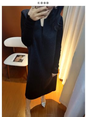 极简背心连衣裙 羊毛呢子秋冬女士后开叉宽松外穿中长款气质L