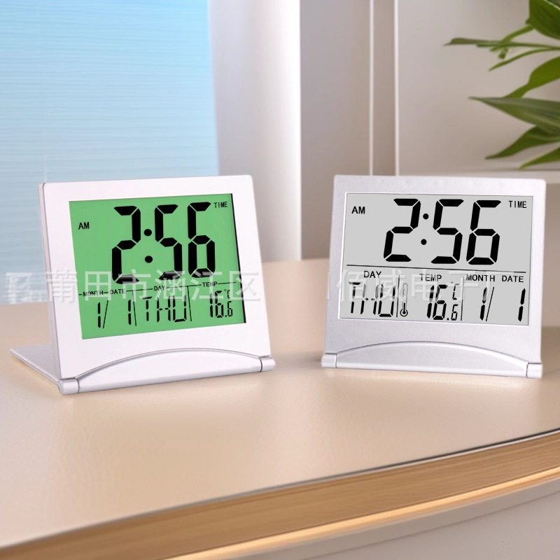 clock折叠钟闹钟万年历计时器天气预报温度钟跨境电子钟工厂批发