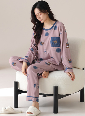 2025秋冬季新款睡衣长袖女休闲舒适柔软家居服220斤5XL套装可外穿