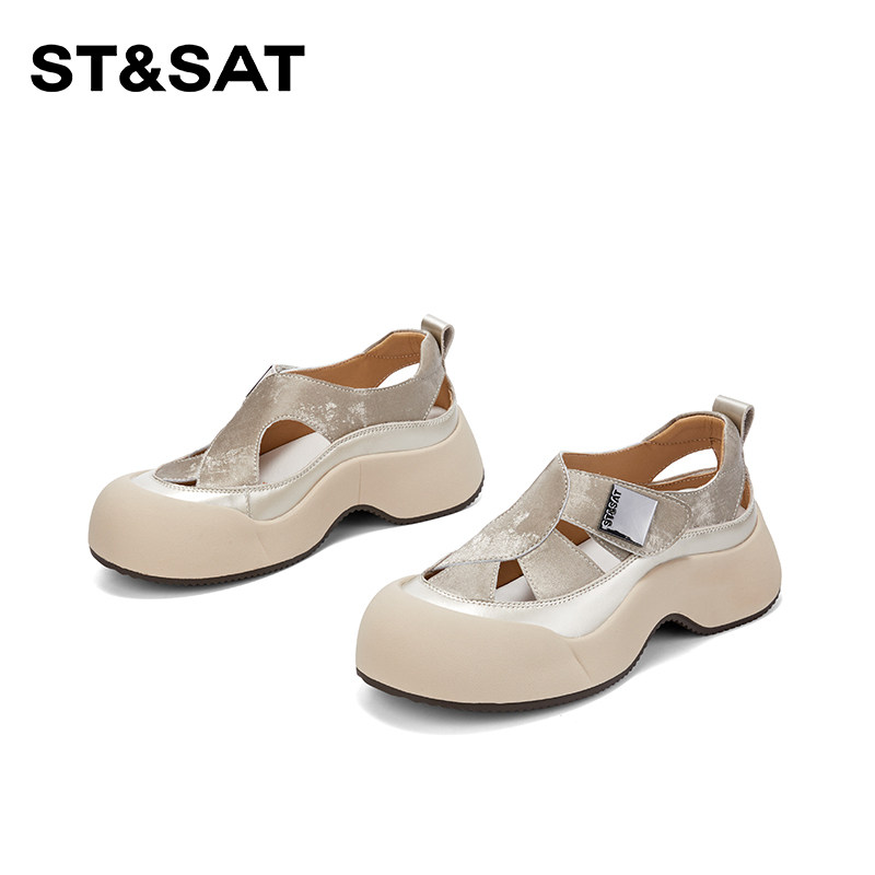 星期六厚底增高百搭包头凉鞋2026年春夏季新款复古镂空罗马鞋女鞋