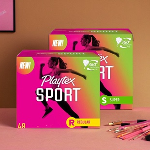 现货 美国进口Playtex Sport倍得适运动款塑料长导管卫生棉条48支