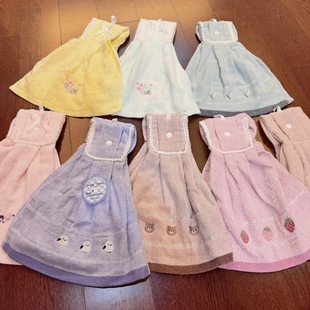 出口日本 挂钩横杆2用小裙子可爱卡通刺绣吸水 纯棉毛巾擦手巾