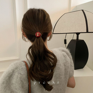 质感醋酸 基础发圈扎头发马尾发绳不伤发亚历克纽扣金属搭配小众