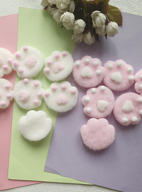 网红毛绒立体猫爪配件手工diy发夹胸针应援蕾丝卡套材料F258