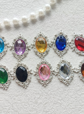 烫银底合金花盘扣菱形钻扣 diy材料配件吧唧托lolita饰品配件L128