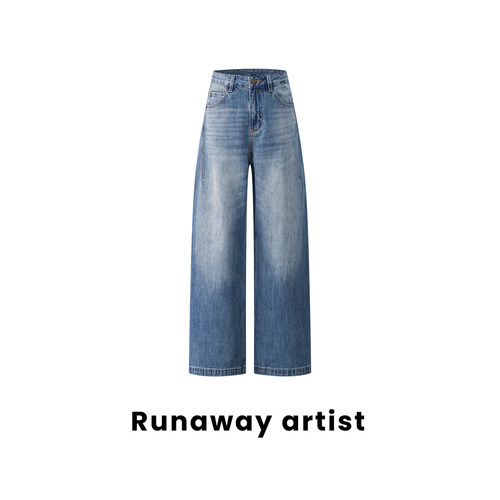 胡可的买手店 Runaway artist·纯棉竖竹节弯刀牛仔裤