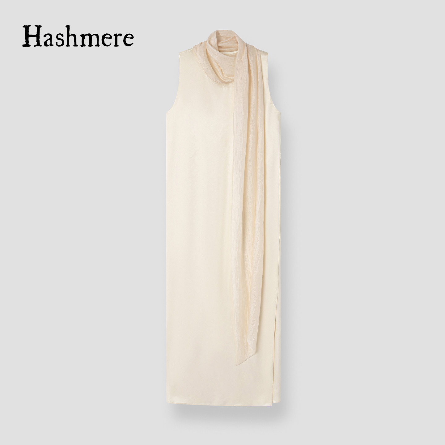 胡可的买手店 Hashmere26夏季沙滩贝母白领口拼纱连衣裙背心长裙