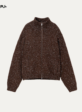 胡可的买手店 HDL 25冬季新品 杂色休闲高领拉链开衫