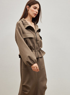 胡可的买手店 Evourse气质设计感工装套装立领休闲外套半裙通勤