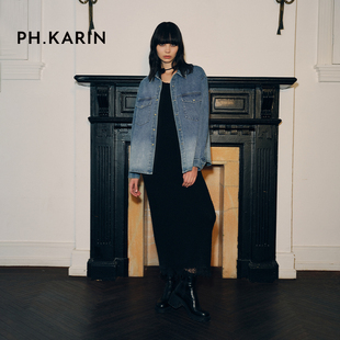 胡可的买手店PH Karin100%新疆棉肌理感廓形牛仔衬衫式外套女春装