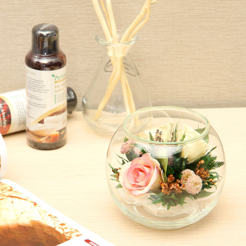 泰国进口永生花玻璃罩玫瑰花家居摆件保鲜干花创意节日礼品