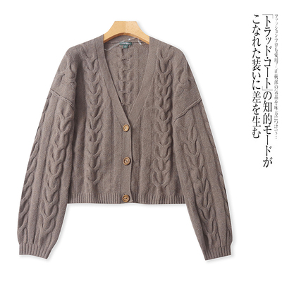 AA5688外贸欧美女士毛衣开衫新款V领单排扣宽松慵懒风时尚针织衫