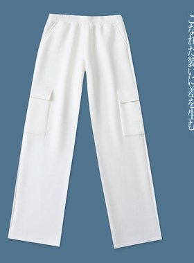 E6012外贸欧美女士休闲裤早春新款松紧腰宽松显瘦直筒裤百搭长裤