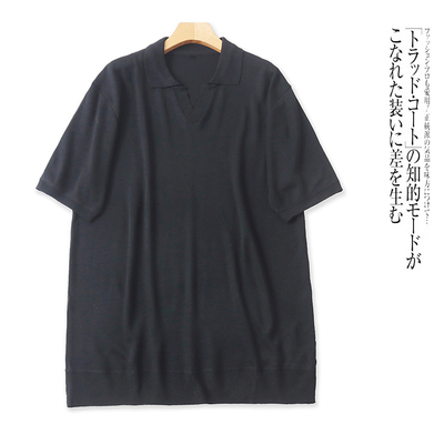 A3232外贸欧美单男士休闲短袖针织衫新款翻领套头宽松时尚上衣