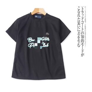 E2843外贸日单女士短袖T恤夏季新款圆领套头字母印花宽松休闲上衣