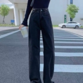 时尚 渐变色显瘦直筒裤 女士牛仔裤 中高腰弹力修身 2025新款 外贸韩版