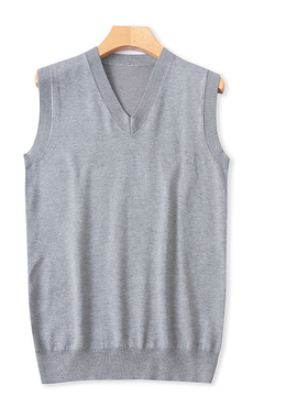 V6112外贸欧美单男士针织马夹新款V领套头纯色休闲百搭无袖背心