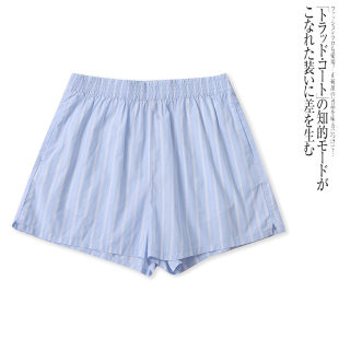 BB6365外贸欧美单女生休闲短裤夏季新款松紧腰条纹宽松阔腿裤