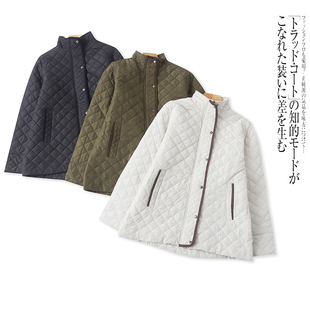 百搭棉服 立领拼色菱形格绗缝修身 K5596外贸日单女士薄款 棉衣冬款
