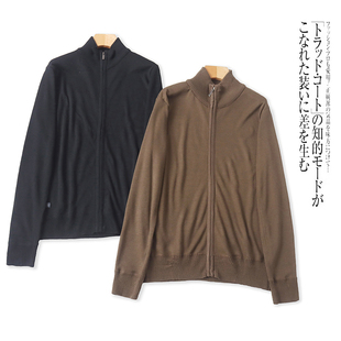 FF1458外贸欧美单男士针织开衫心坎半高立领拉链宽松纯色百搭毛衣