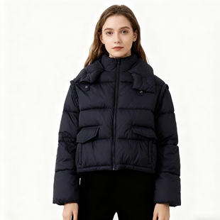 立领双层领宽松潮流棉服 新款 F2545外贸欧美单女士短款 棉衣冬季