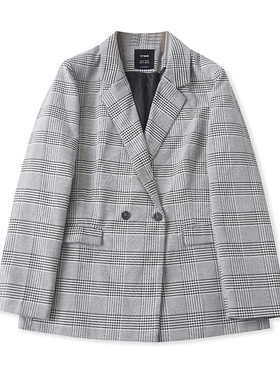 B8560外贸欧美单女士西装2025新款翻领双排扣气质通勤风外套