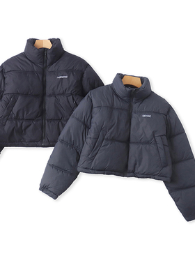 F5809外贸欧美单时尚短款棉衣冬季新款立领宽松面包服女装棉服