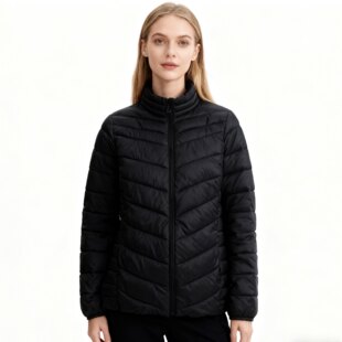 立领宽松大码 胖MM休闲百搭棉服 棉衣新款 E5496外贸欧美女士薄款