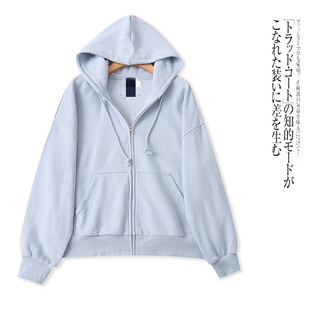 宽松外套 连帽时尚 V8563外贸欧美单学院风女生卫衣开衫 早春新款