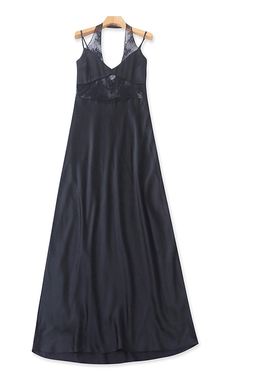 D4542外贸时尚性感连衣裙春夏新款蕾丝拼色修身显瘦挂脖吊带裙女