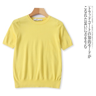 短袖 圆领套头修身 针织衫 新款 女士上衣 春季 H8455外贸欧美单时尚