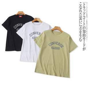 DD3354外贸日单学院风休闲短袖上衣春夏新款圆领字母女生T恤