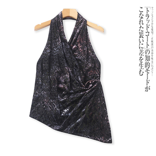 D7885外贸欧美女士挂脖上衣春季新款露肩露背性感修身气质打底衫