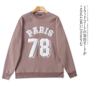 FF2056外贸欧美单情侣款 圆领套头字母宽松上衣 休闲加绒卫衣新款