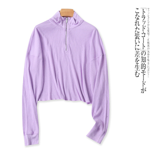 针织衫 打底衫 春季 半高领拉链套头宽松大码 新款 外贸日单女士薄款