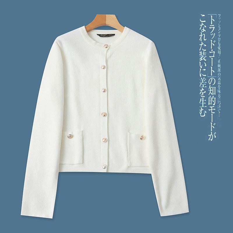 G8960外贸欧美单小香风女士毛衣新款半圆领纽扣宽松百搭针织衫