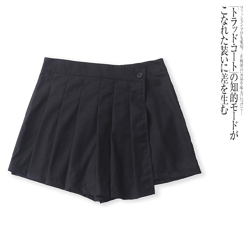 AA3632外贸欧美女生裙裤夏季高腰百褶西装短裤防走光显瘦阔腿裤