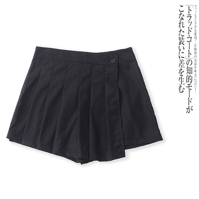 AA3632外贸欧美女生裙裤夏季高腰百褶西装短裤防走光显瘦阔腿裤