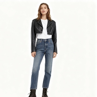 上衣 潮流短款 A5445外贸欧美单女士皮衣外套2025新款 翻领宽松时尚