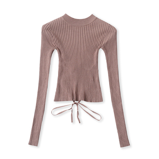 圆领露背交叉带设计上衣 新款 EE4100外贸欧美单个性 潮流性感针织衫