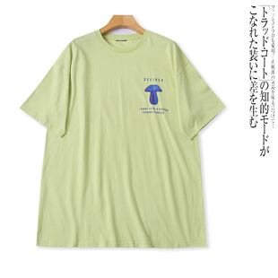 JJ5278外贸欧美男女情侣款T恤夏季前后印花短袖宽松慵懒风上衣