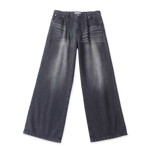 印染色宽松显瘦阔腿裤 时尚 新款 F4896外贸日单潮流女士高腰牛仔裤