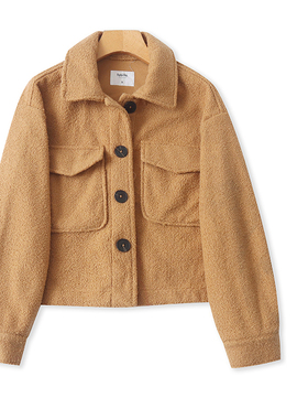 B3569外贸欧美女装短毛绒外套秋冬新款翻领纽扣宽松抓绒休闲上衣