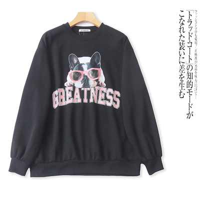 AA2453外贸日单学院风潮流时尚女装卫衣新款圆领卡通宽松休闲上衣