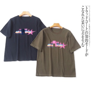 圆领字母印花宽松上衣 新款 HH563外贸日单学院风休闲短袖 T恤春夏季