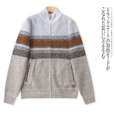 立领拉链拼色针织开衫 新款 加绒毛衣冬季 L9501外贸欧美单潮流男士