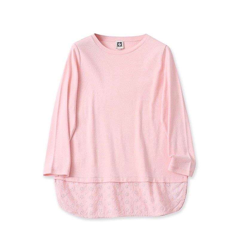 外贸欧美女士长袖T恤2025秋季新款圆领套头拼色宽松时尚纯棉上衣