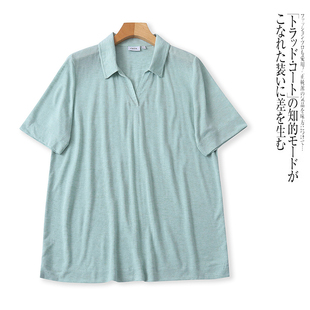 BB6332外贸欧美单女士短袖 翻V领套头宽松纯色休闲T恤 上衣春夏新款